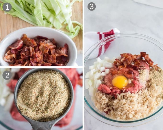 Ingredients to make lazy cabbage rolls.