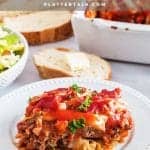 Cabbage Roll Casserole Serving on a white plate.