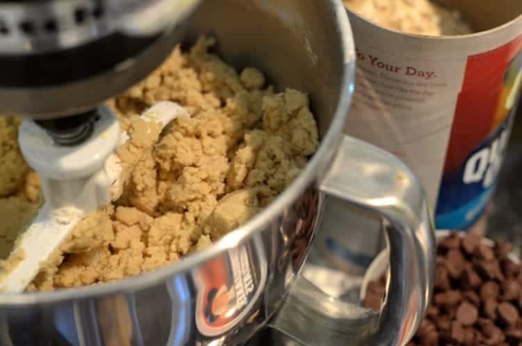 Ingredients in a stand mixer.