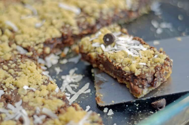 oatmeal chocolate bars in a pan