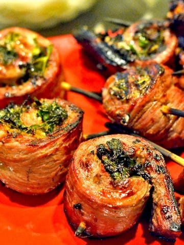 platter of flank steak pinwheels