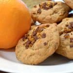 A stack of orange chocolate cookies.