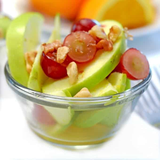 a close up of apple salad