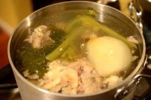 a pot of chicken stock