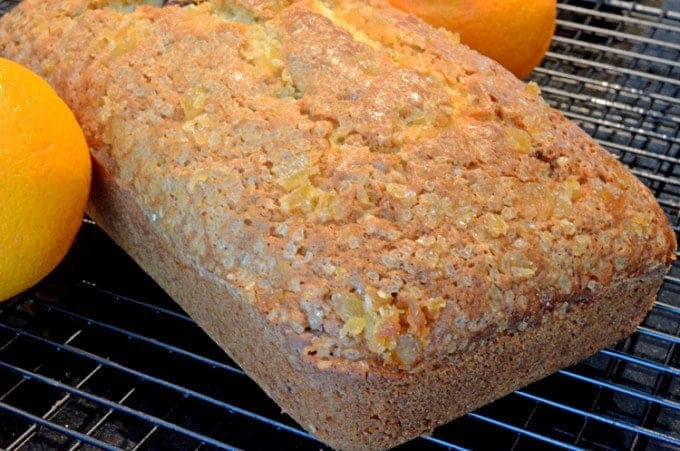a loaf of orange and candied ginger bread