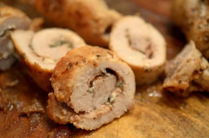 A close up of pork pinwheels