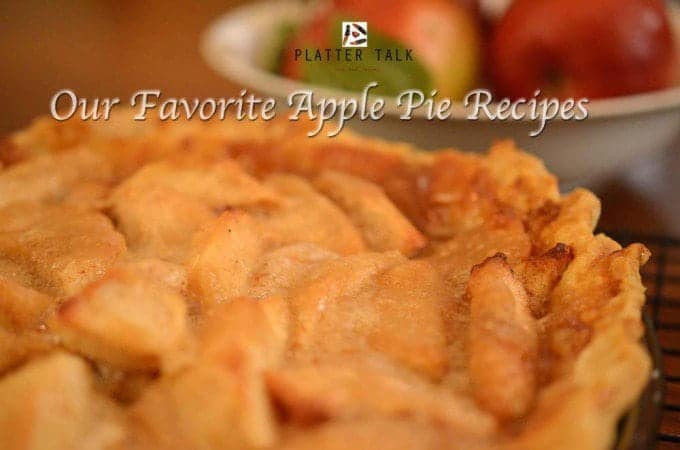 A close up of open face apple pie