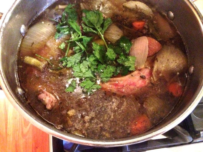 A pot of turkey stock