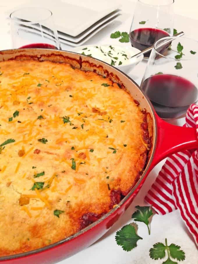 A skillet of cornbread