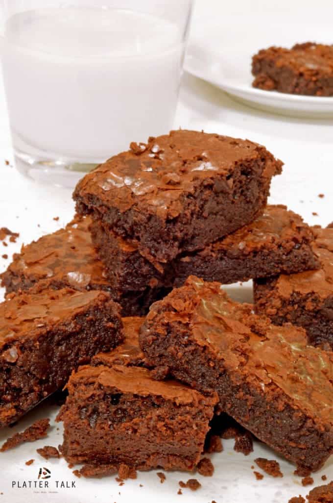 A stack of brownies