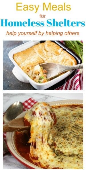 Casserole of chicken potpie with wooden spoon on table