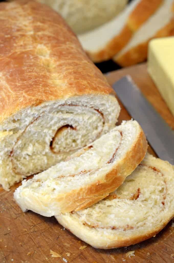 A close up of a piece of bread