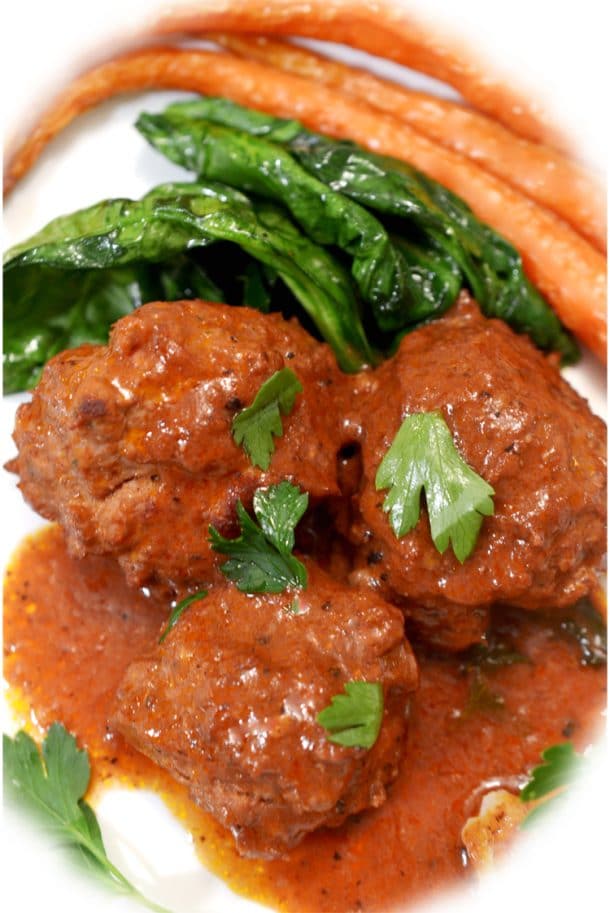 Braised Meatballs in Red Wine Gravy Platter Talk Food and Wine