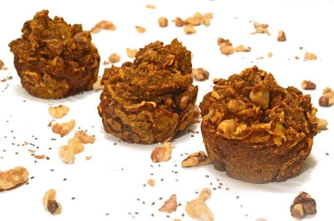 a close up of pumpkin chia muffins 