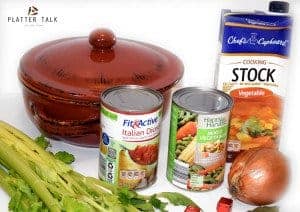 Ingredients for making hamburger soup.