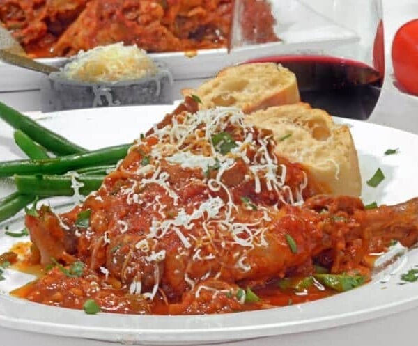 A plate of food with bread