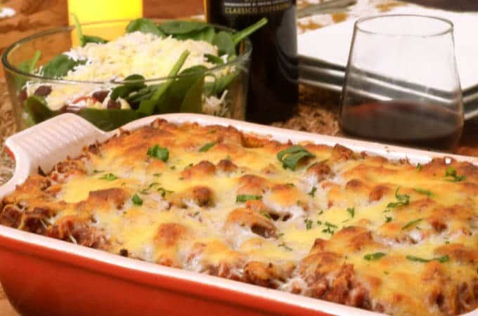 eggplant parmesan in a pan.