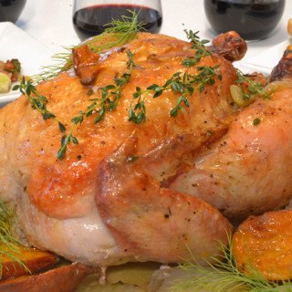 whole chicken with herbs.