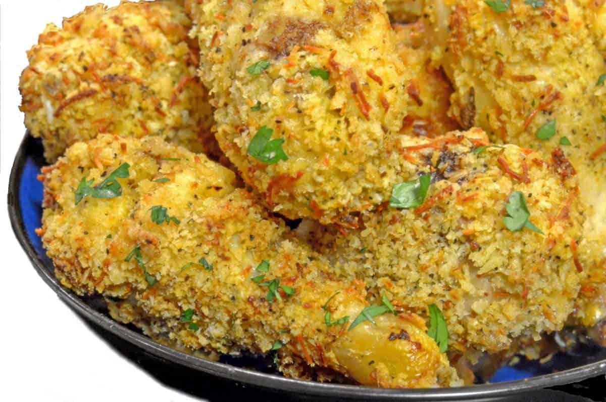 A closeup of some fried chicken.
