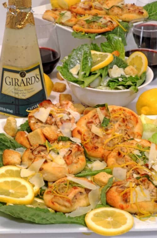 chicken Caesar pizza bites