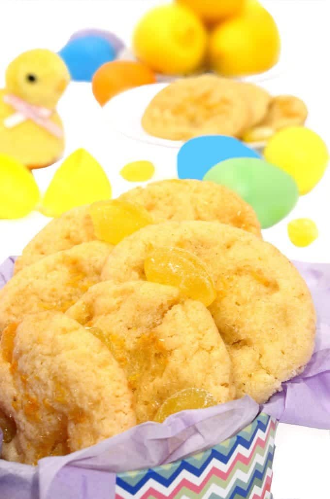 lemon drop cookies on a plate.