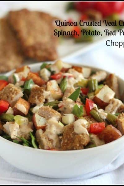 Quinoa Crusted Veal Cutlets, Spinach, Potato, Red Pepper, Chopped from KC The Kitchen Chopper