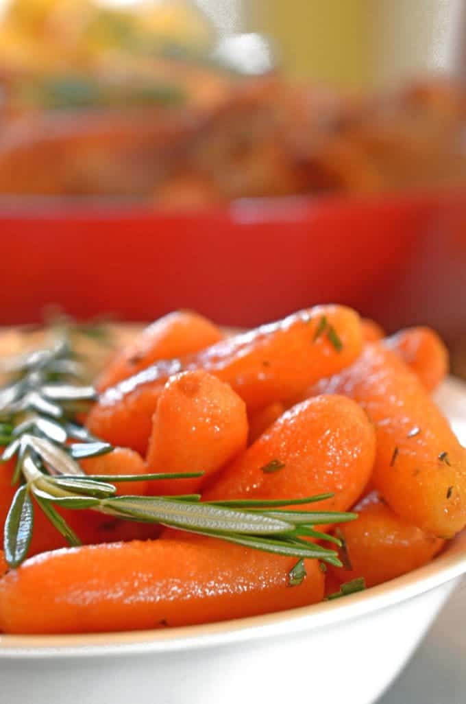 A closeup of roasted carrots