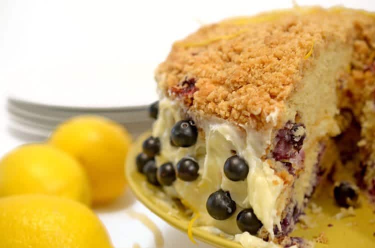 close up of blueberry cake