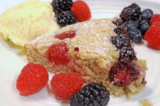 close up of cake with berries