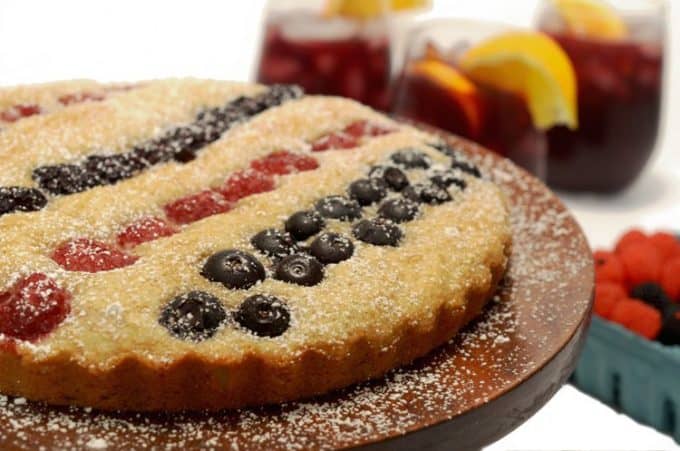 cake with stripes of berries