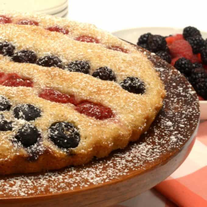 close up of cake with berries