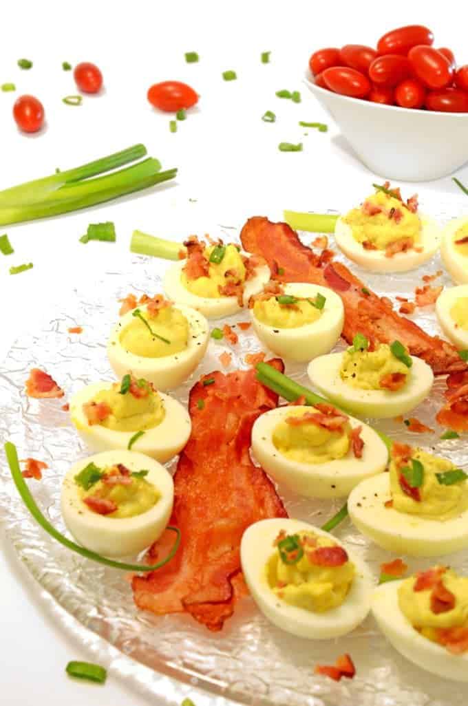 A plate of deviled eggs