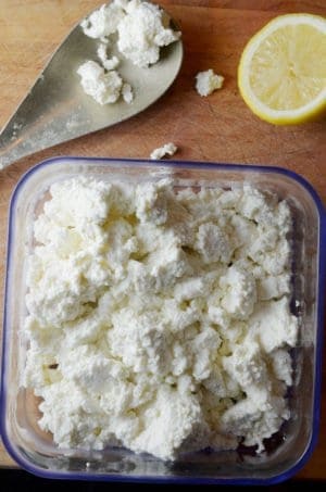 a pan of ricotta cheese