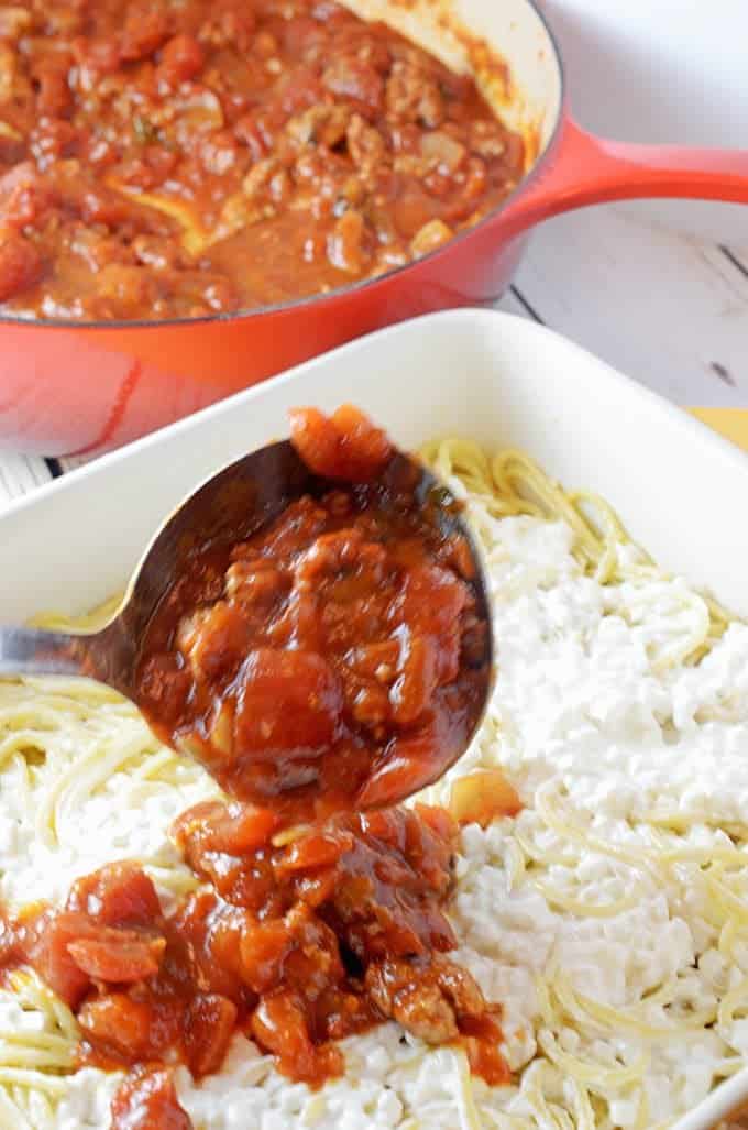Spaghetti Pie Casserole with Homemade Spaghetti Sauce Recipe from Platter Talk