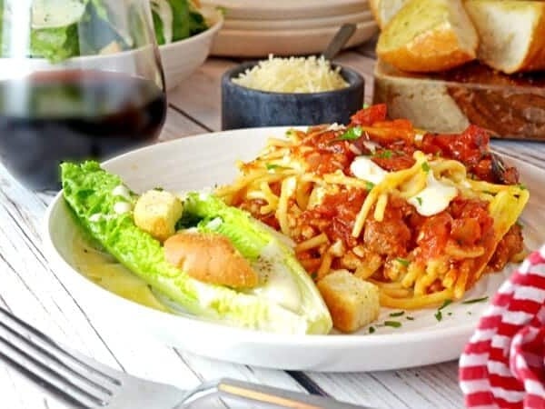 A plate of food on a table