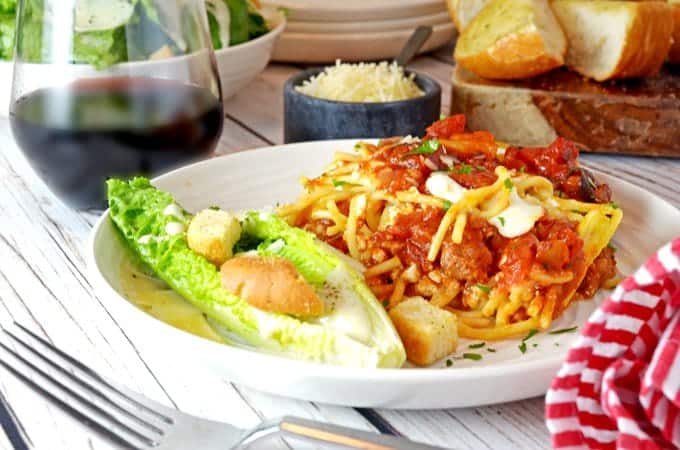 A plate of food on a table