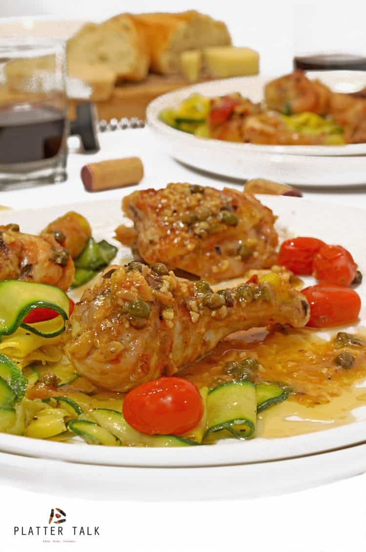 Braised Garlic Chicken & Capers with LemonAnchovies Sauce Platter Talk