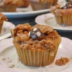 An apple butter muffin in a white plate.