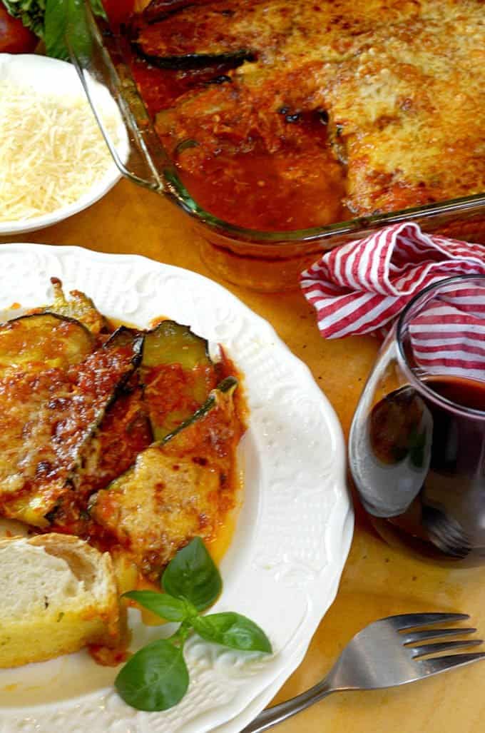 Baked Zucchini Parmesan with Homemade Tomato Sauce Recipe from Platter Talk