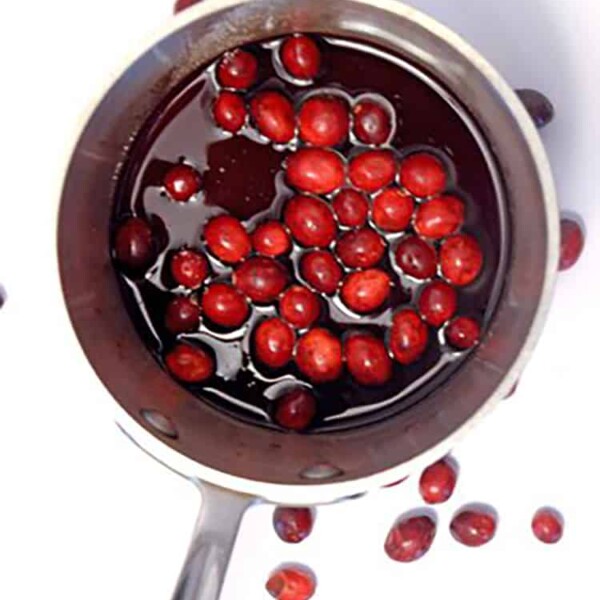 A pan with cranberries