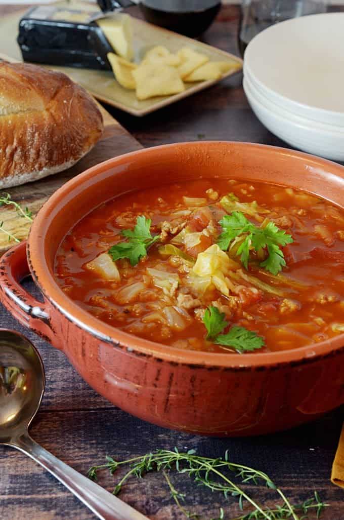 Close up bowl of soup