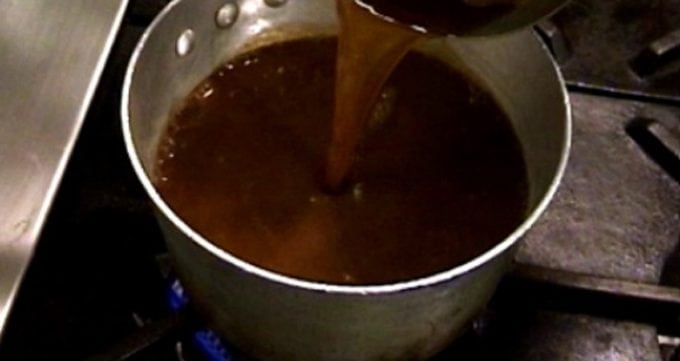 Making a roux on platter talk.