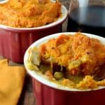 Recipe for Sheperds Pie, featuring butterut squsah and sweet potatoes