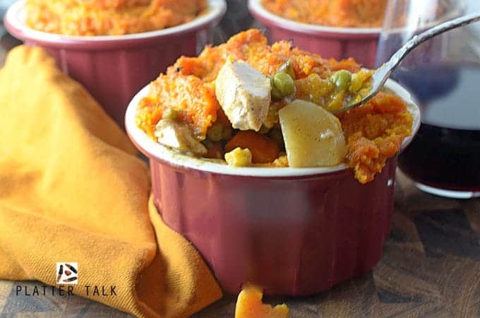 A bowl of food on a table