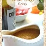 Serving Bowl of Turkey Gravy with a bottle of wine.