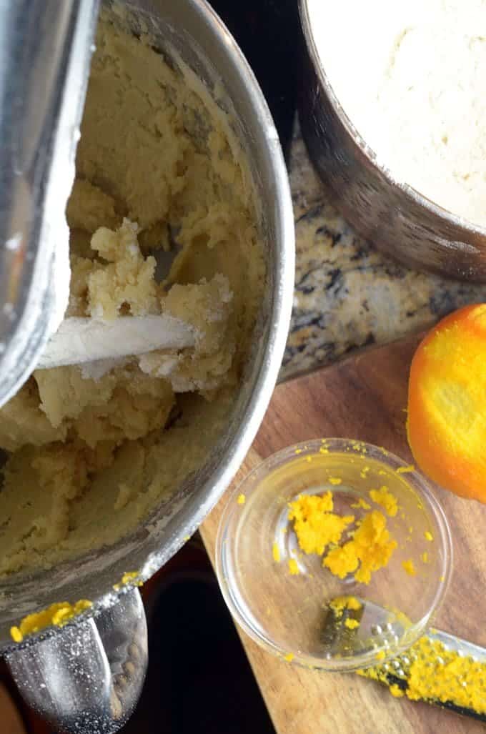 orange snowball cookie dough mixing