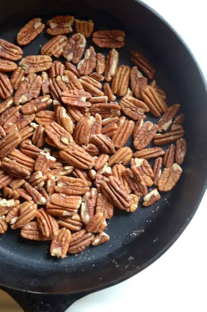 A skillet of pecans