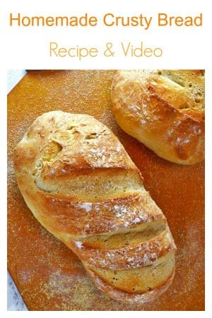 This homemade crusty bread recipe from Platter Talk uses just 3 ingredients and there is no kneeding involved. See the recipe vdieo and find out how easy this homemade bread recipe is to make!