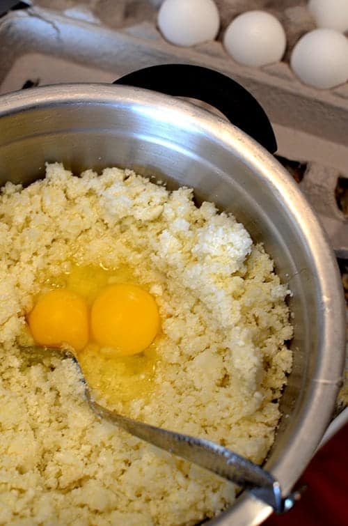Egg is used in cauliflower latkes