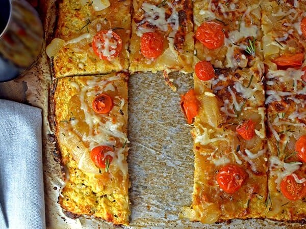 Cauliflower Latke slices on sheet pan